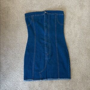 Blue Denim Strapless Dress